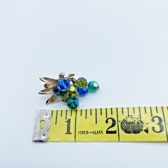 VTG Blue Green Grape Cluster Necklace Earring Set AB Glass Fruit Articulated MCM - Picture 11 of 12